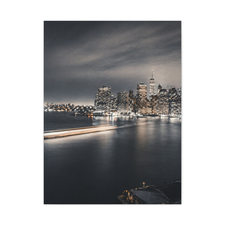 Monochrome Manhattan Waterfront Panorama Wall Art & Canvas Print