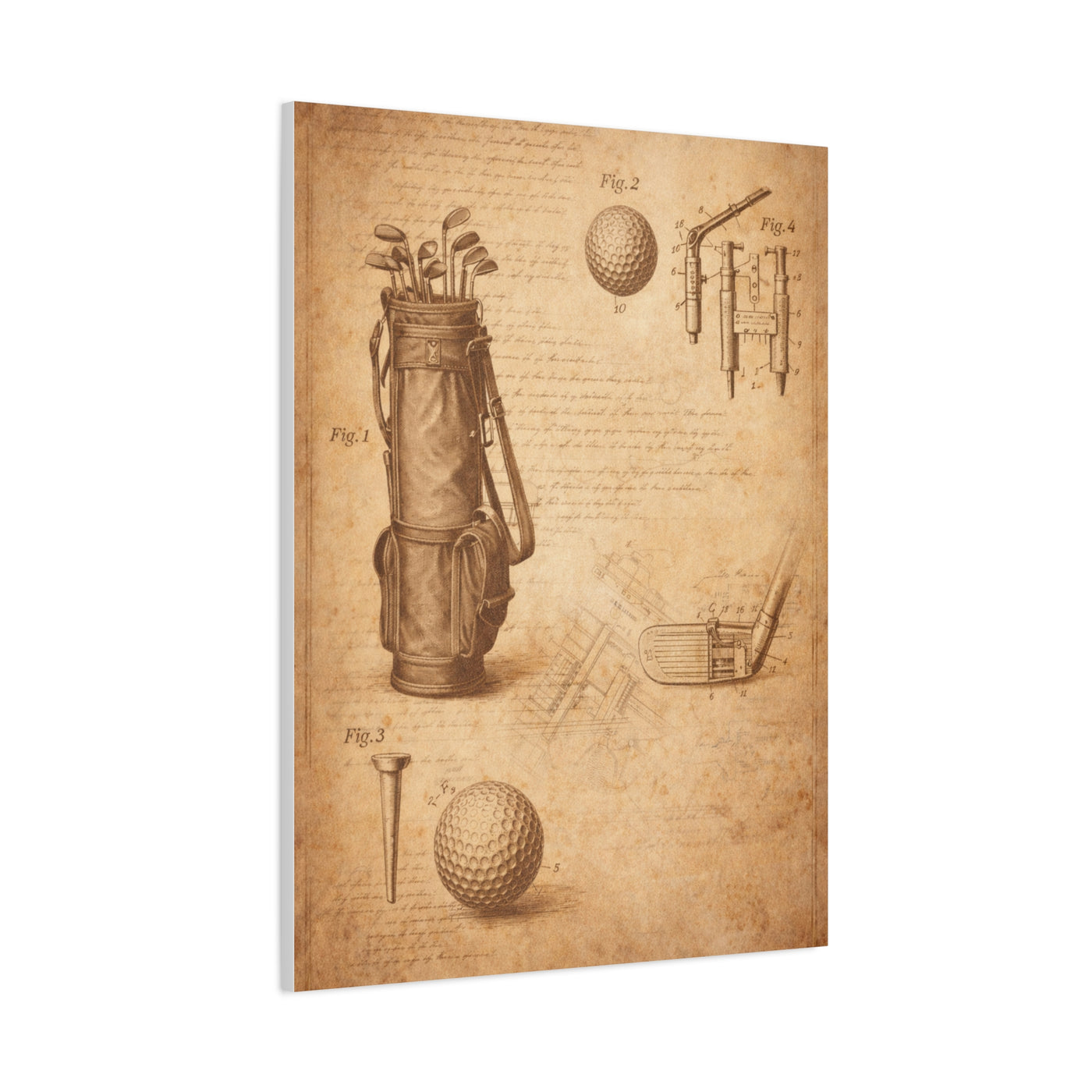 Vintage Golf Equipment Patent Study Wall Art & Canvas Print