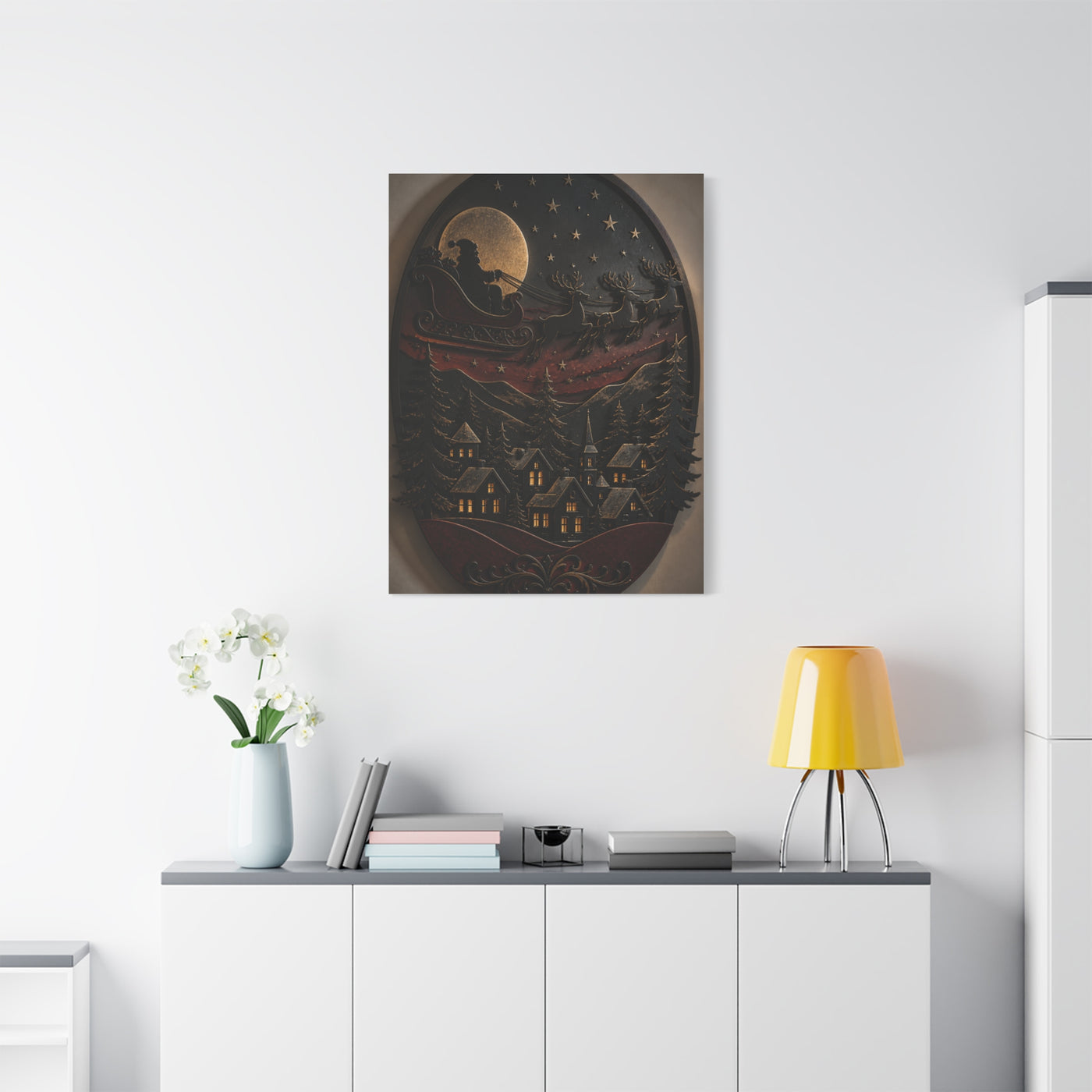 Layered Metal Santa Sleigh Village Wall Art & Canvas Print