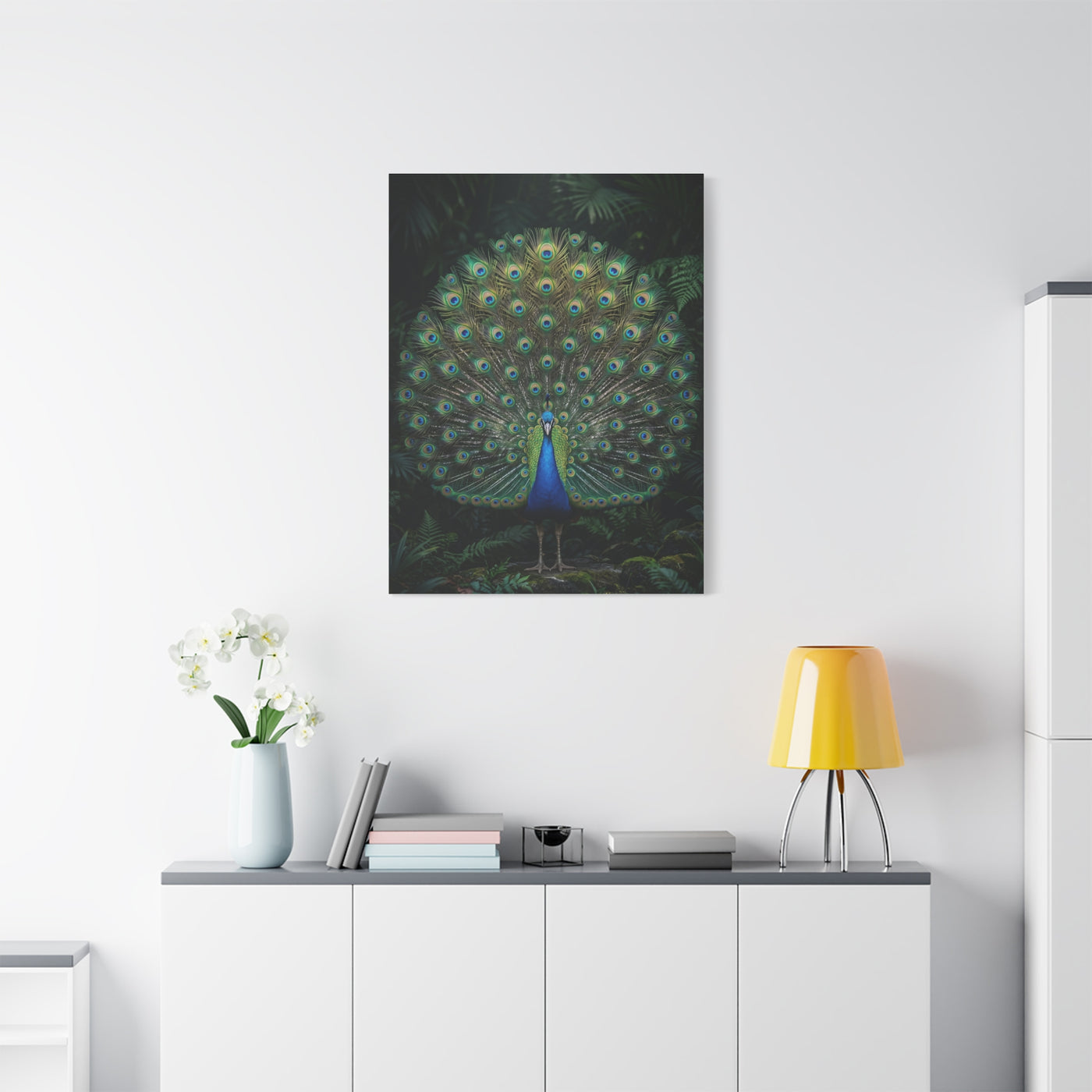 Jungle Royal Peacock Halo Wall Art & Canvas Print