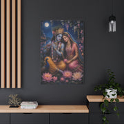 Radha and Krishna Moonlit Lotus Garden Wall Art & Canvas Print