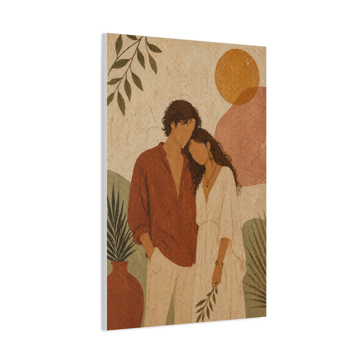Bohemian Faceless Couple Portrait Wall Art & Canvas Print