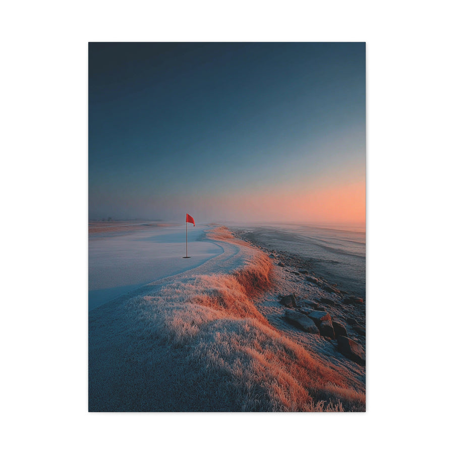 Frosted Coastal Green Minimal Golf Wall Art & Canvas Print