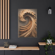 Hand-Carved Wooden Crest Wave Sculpture Wall Art & Canvas Print