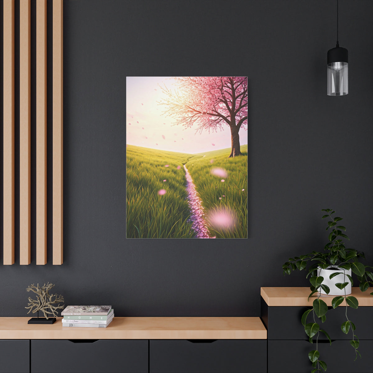 Dreamy Sakura Petal Meadow Path Wall Art & Canvas Prints