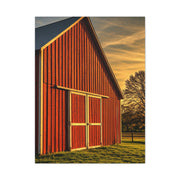 Red Barn in Golden Countryside Wall Art & Canvas Prints