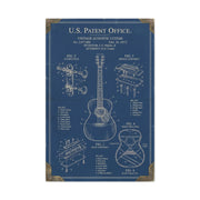 Vintage Acoustic Guitar Patent Blueprint Wall Art & Canvas Print