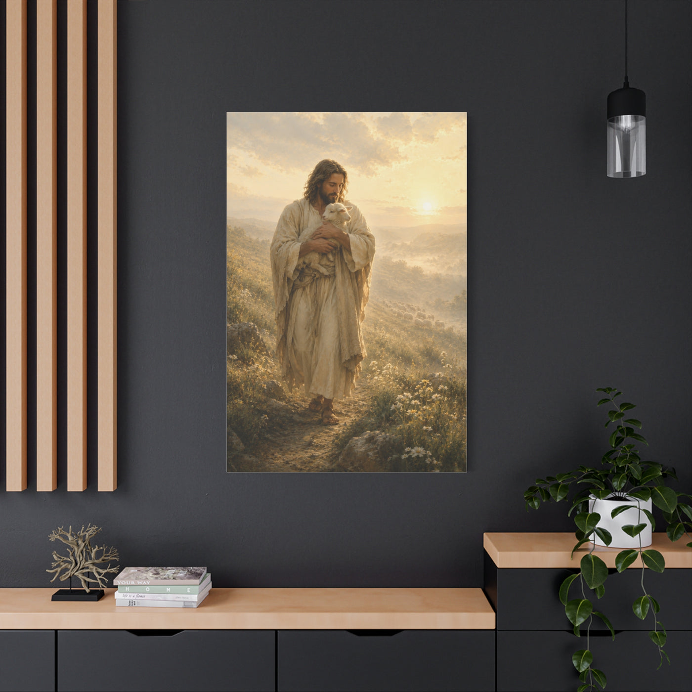 Christ Carrying the Lamb Scripture Wall Art & Canvas Print