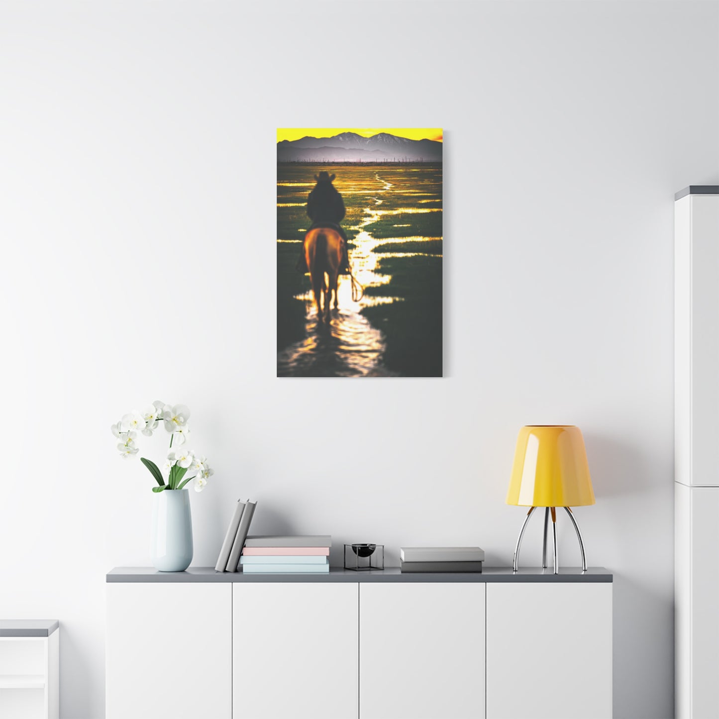 Sunrise Plains Rider Wall Art & Canvas Print