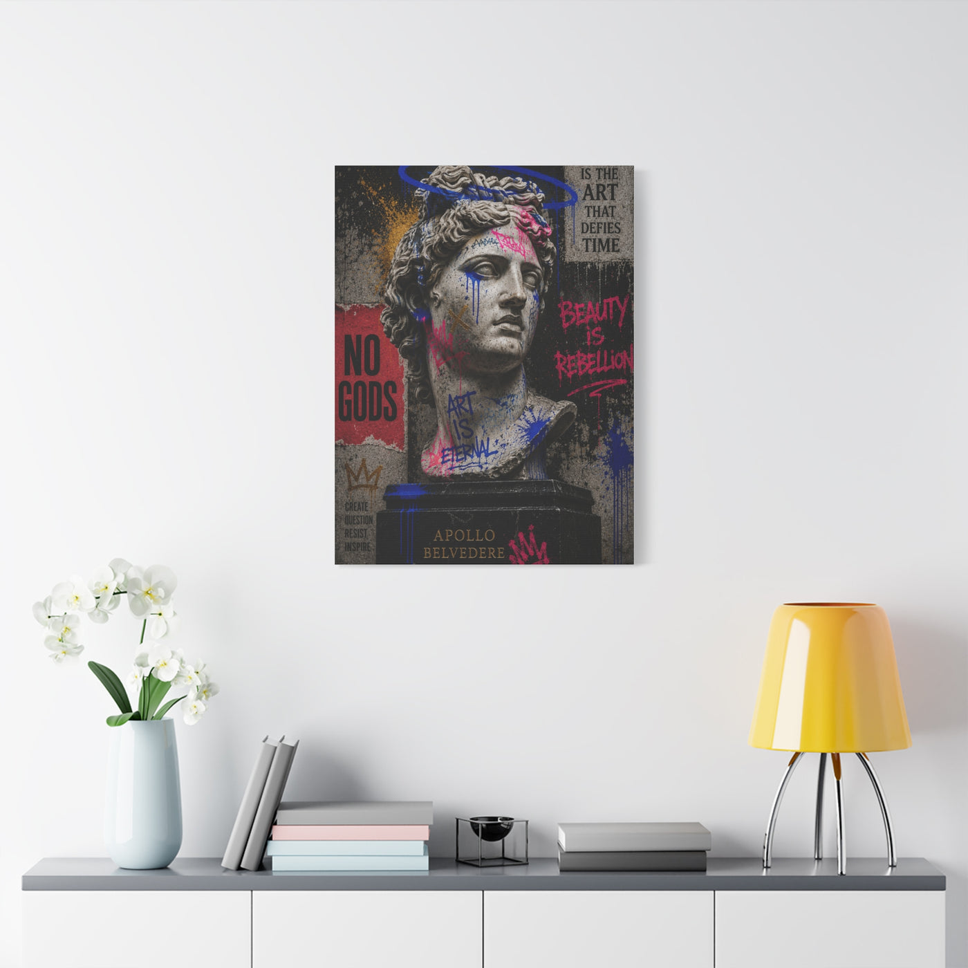 Graffiti Apollo Bust Rebellion Street Wall Art & Canvas Print
