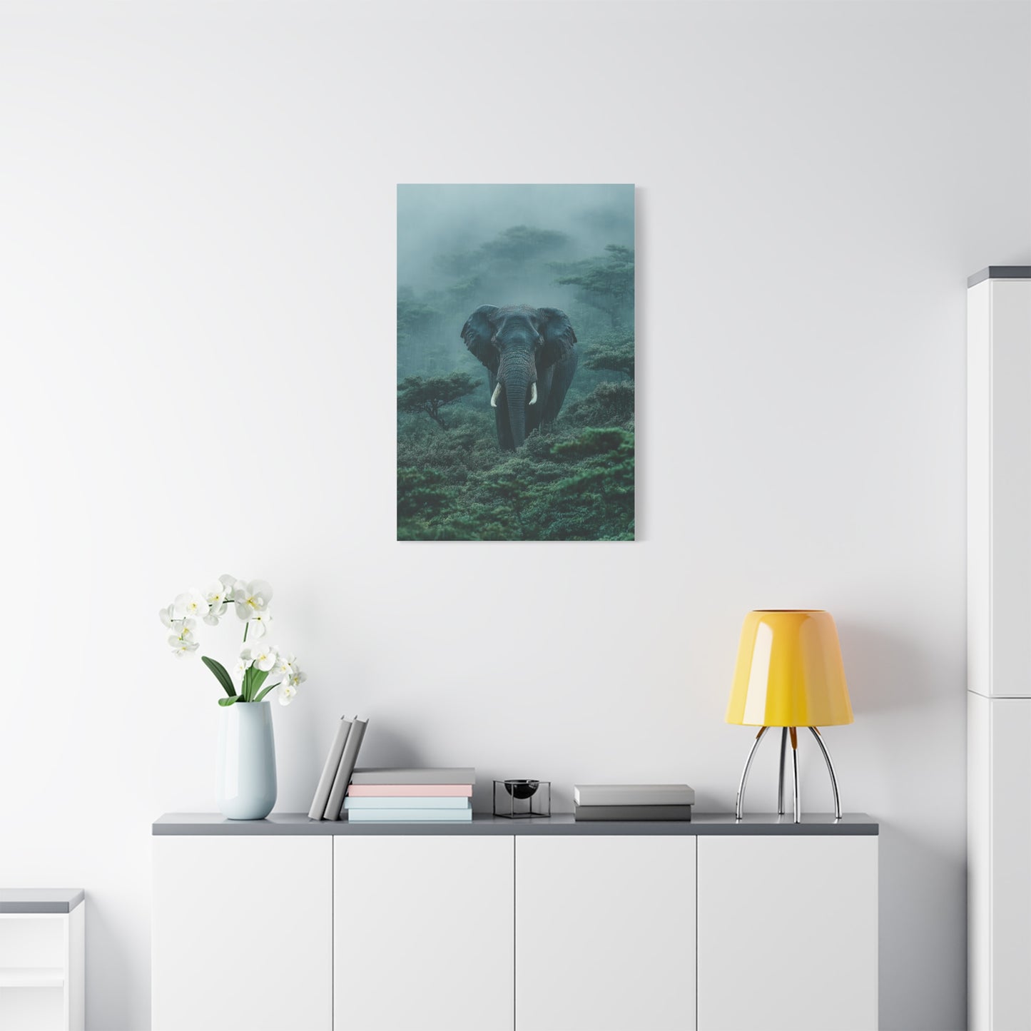 Elephant Rainforest Monsoon Portrait Wall Art & Canvas Print