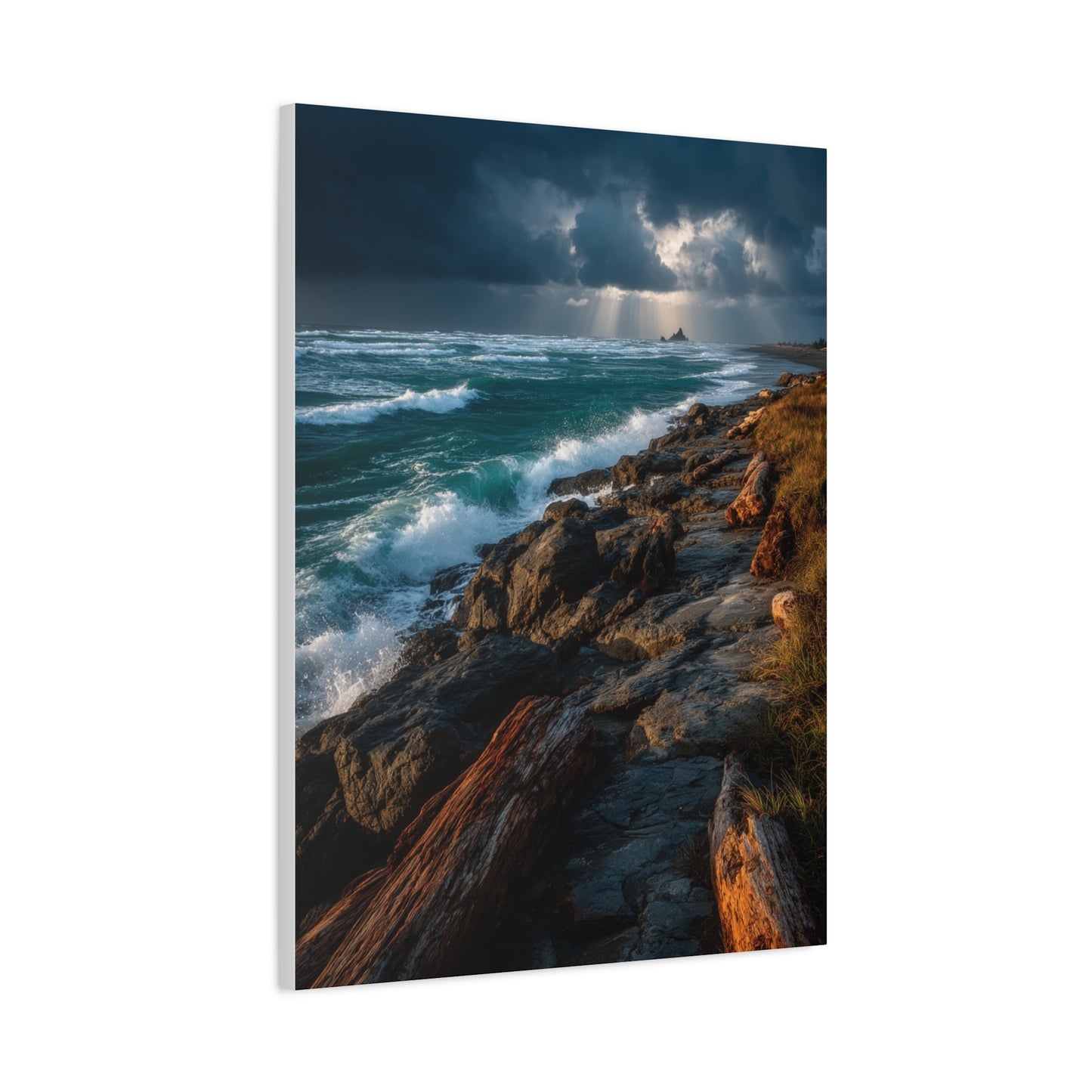 Storm Coast Driftwood Shoreline Wall Art & Canvas Print