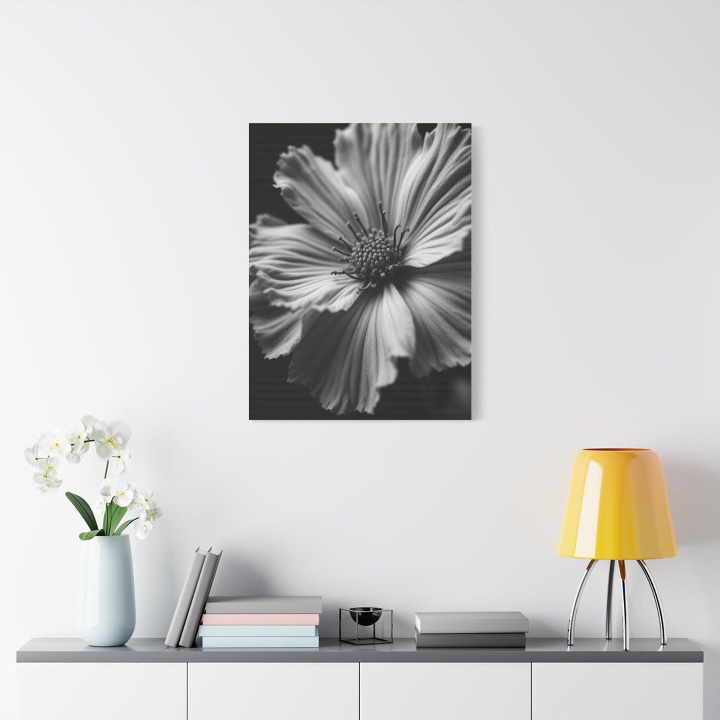 Dramatic Monochrome Cosmos Bloom Wall Art & Canvas Prints