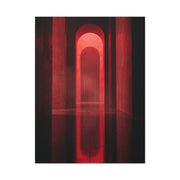 Minimal Crimson Architectural Corridor Wall Art & Canvas Print