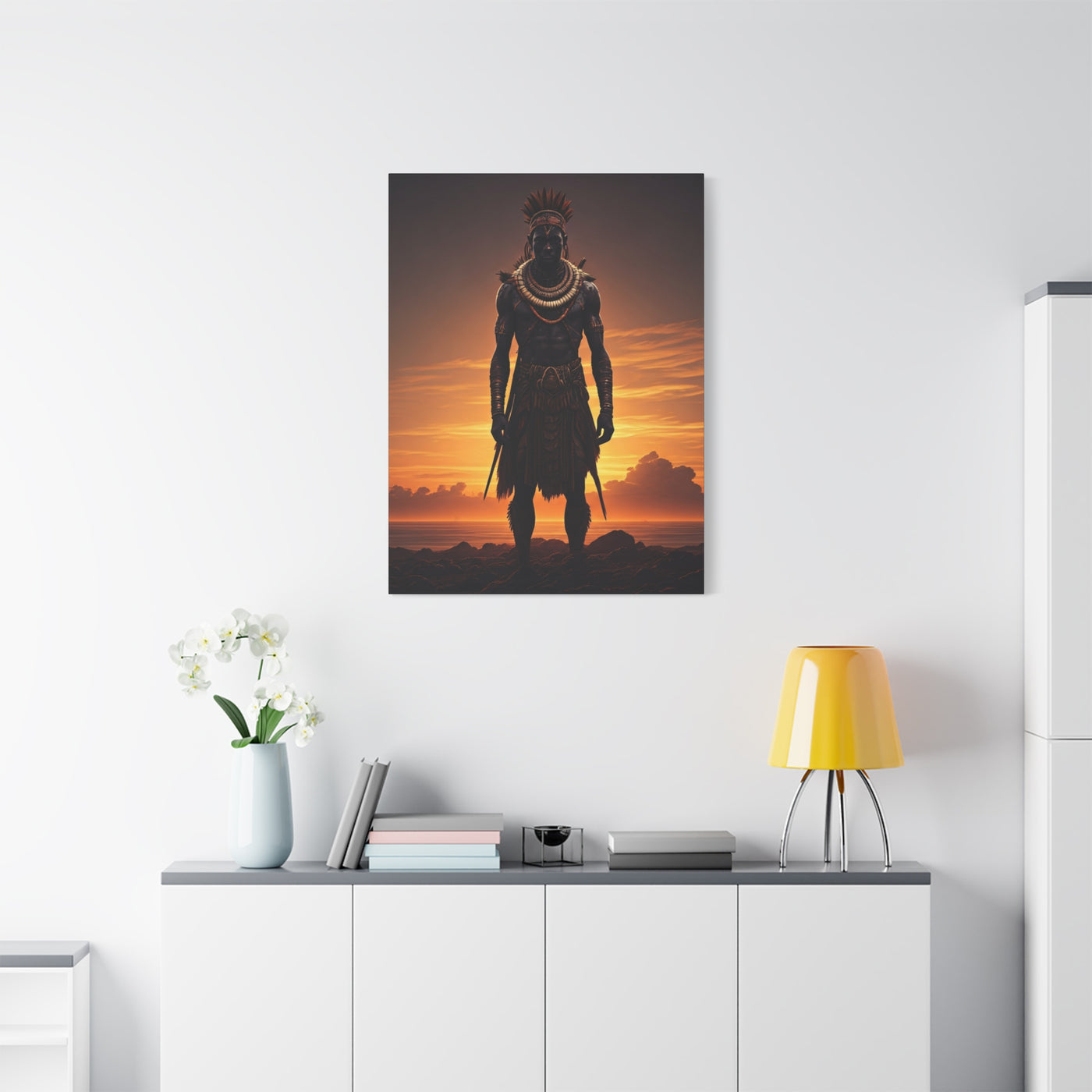 Sunset Warrior Silhouette Wall Art & Canvas Prints