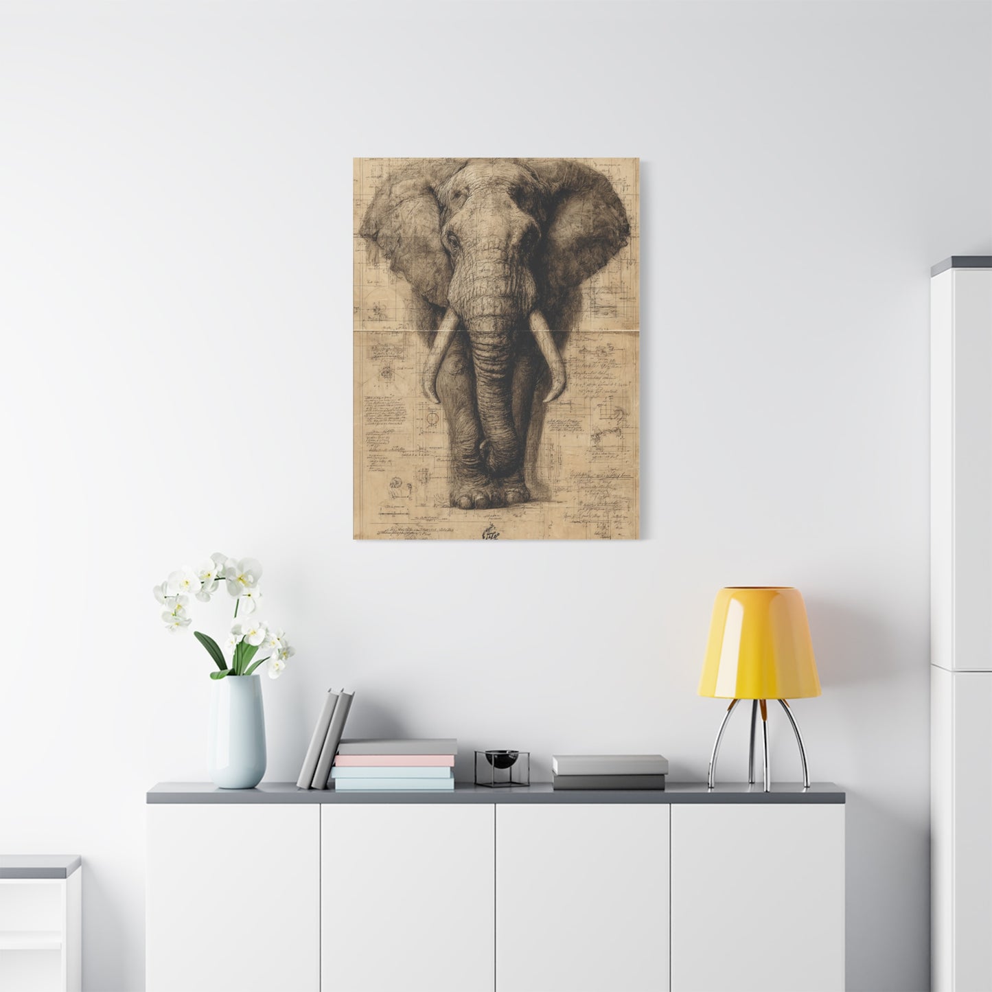 Vintage Elephant Natural History Study Wall Art & Canvas Print