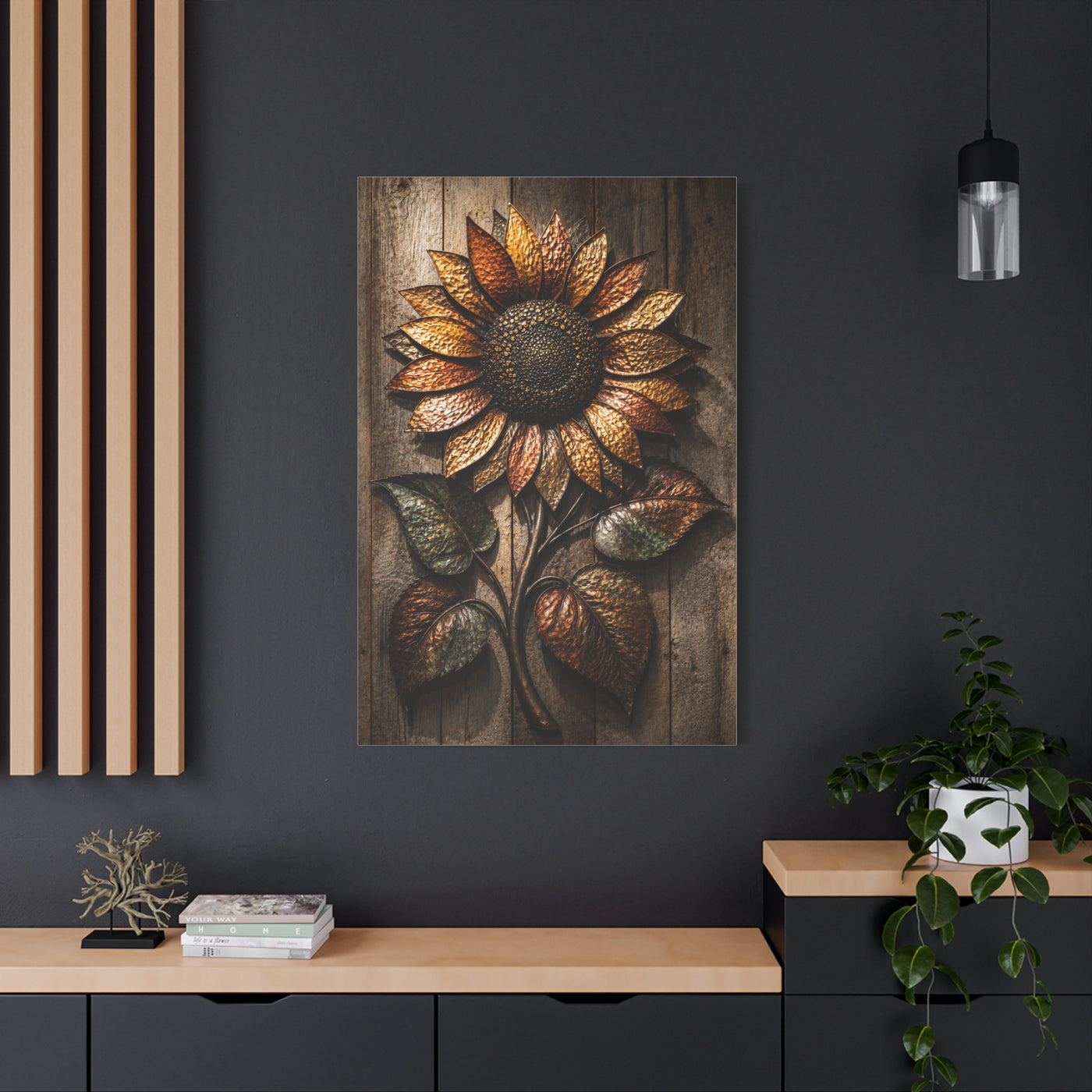 Hammered Metal Sunflower Sculpture Wall Art & Canvas Print