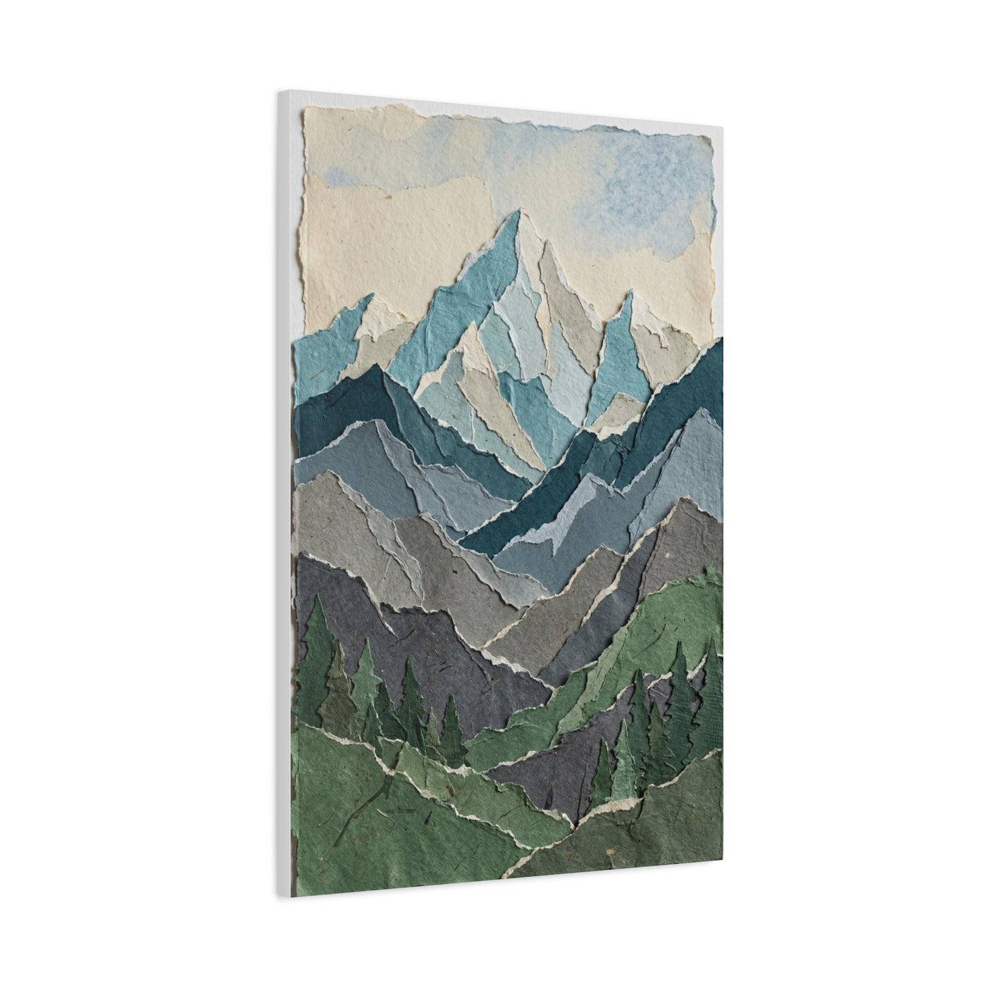 Hand-Torn Paper Collage Mountain Range Wall Art & Canvas Print