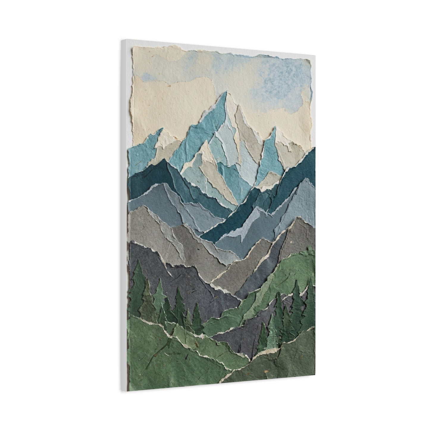 Hand-Torn Paper Collage Mountain Range Wall Art & Canvas Print