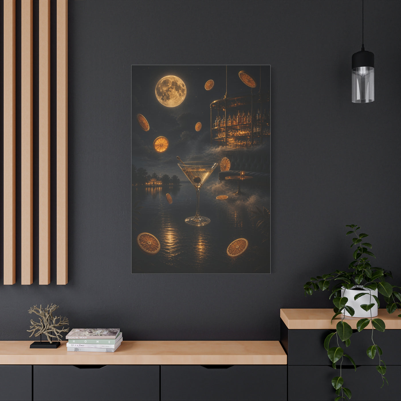 Surreal Moonlit Martini Dreamscape Wall Art & Canvas Print