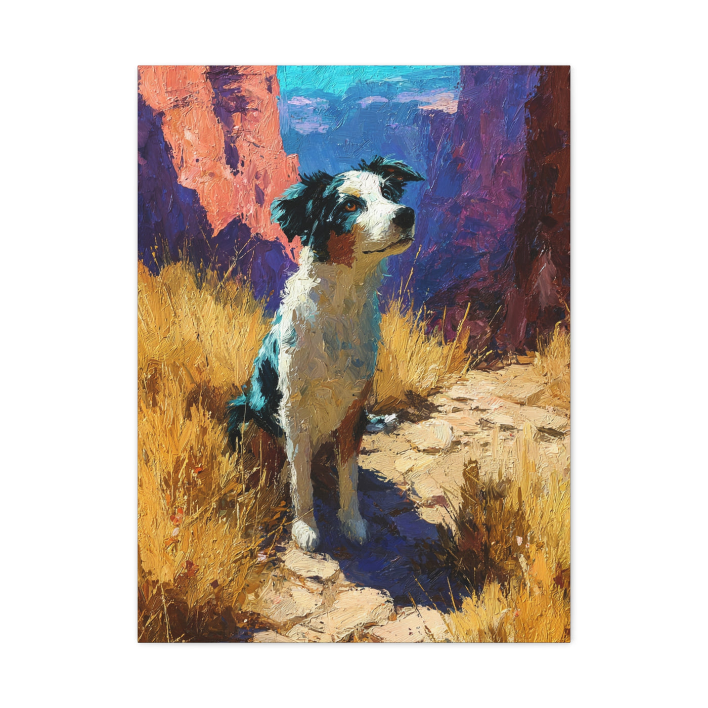 Australian Shepherd Desert Canyon Wall Art & Canvas Print