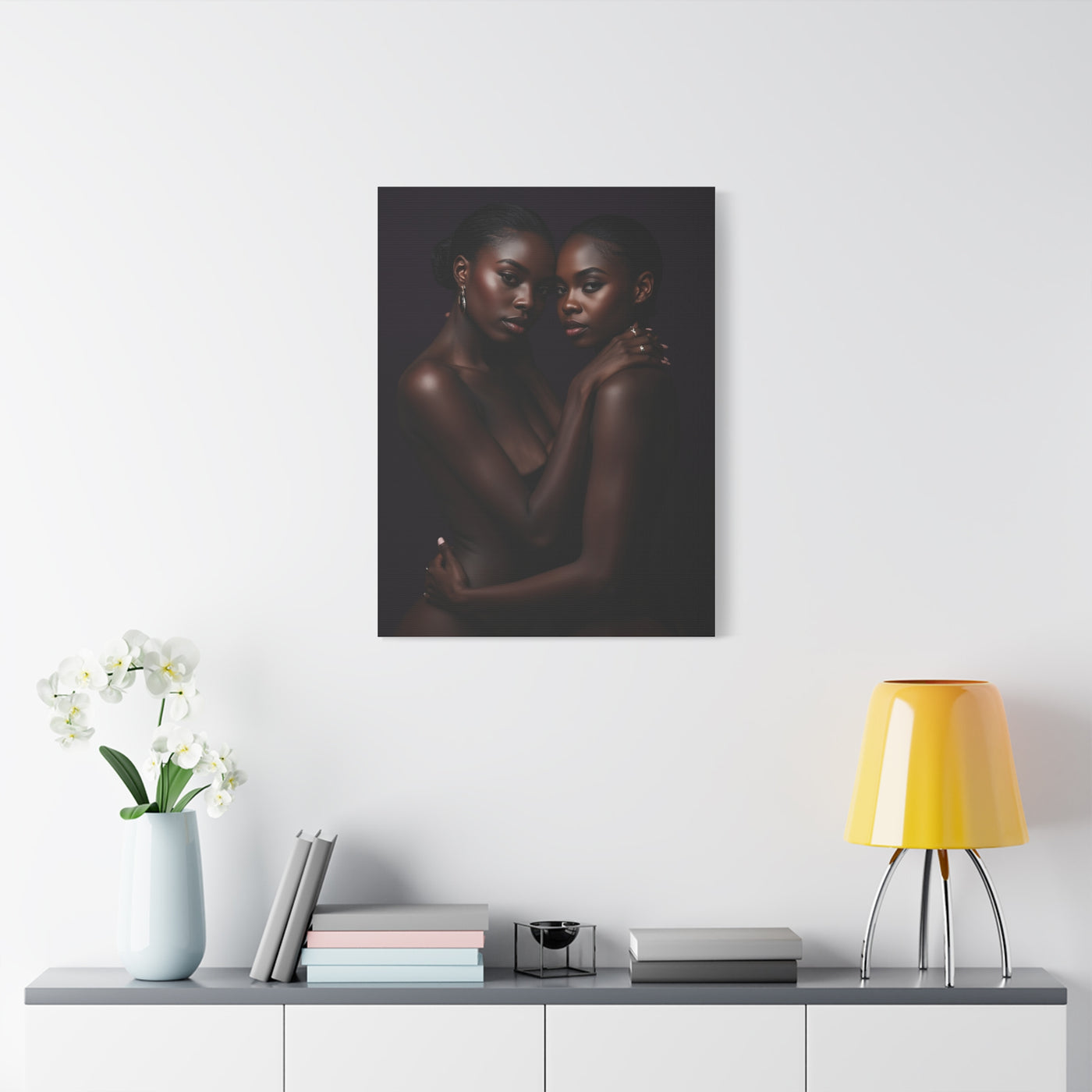 Intimate Dual Portrait Embrace Wall Art & Canvas Print