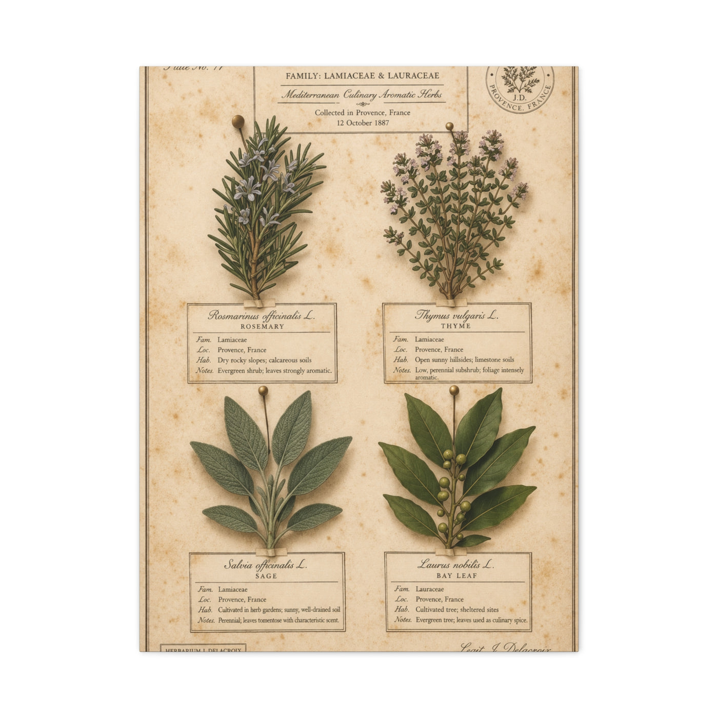 Vintage Herbarium Culinary Study Wall Art & Canvas Print