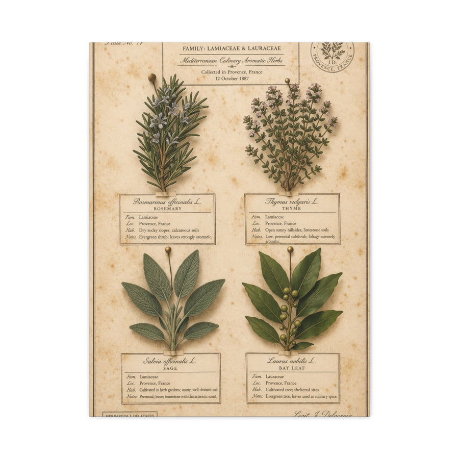 Vintage Herbarium Culinary Study Wall Art & Canvas Print
