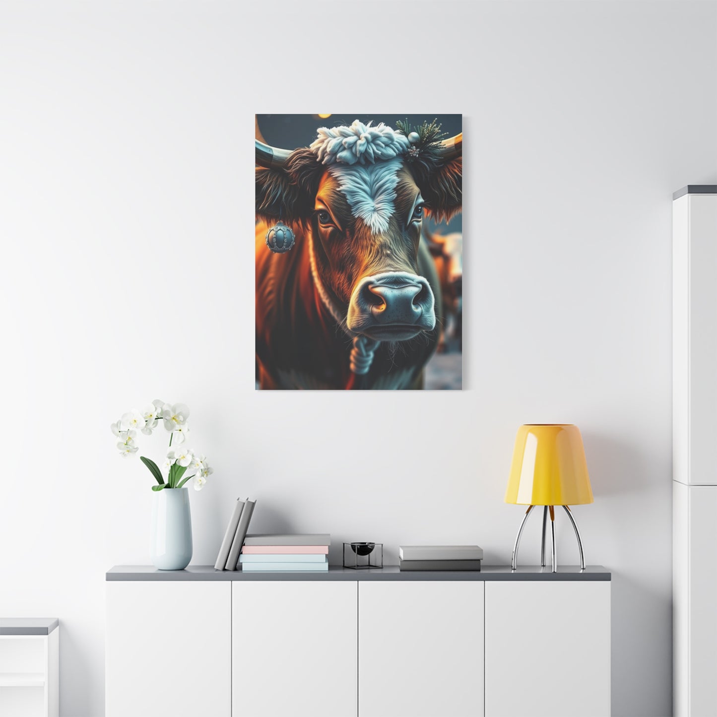 Christmas Cow Art Luxury Canvas Wall Art & Canvas Print