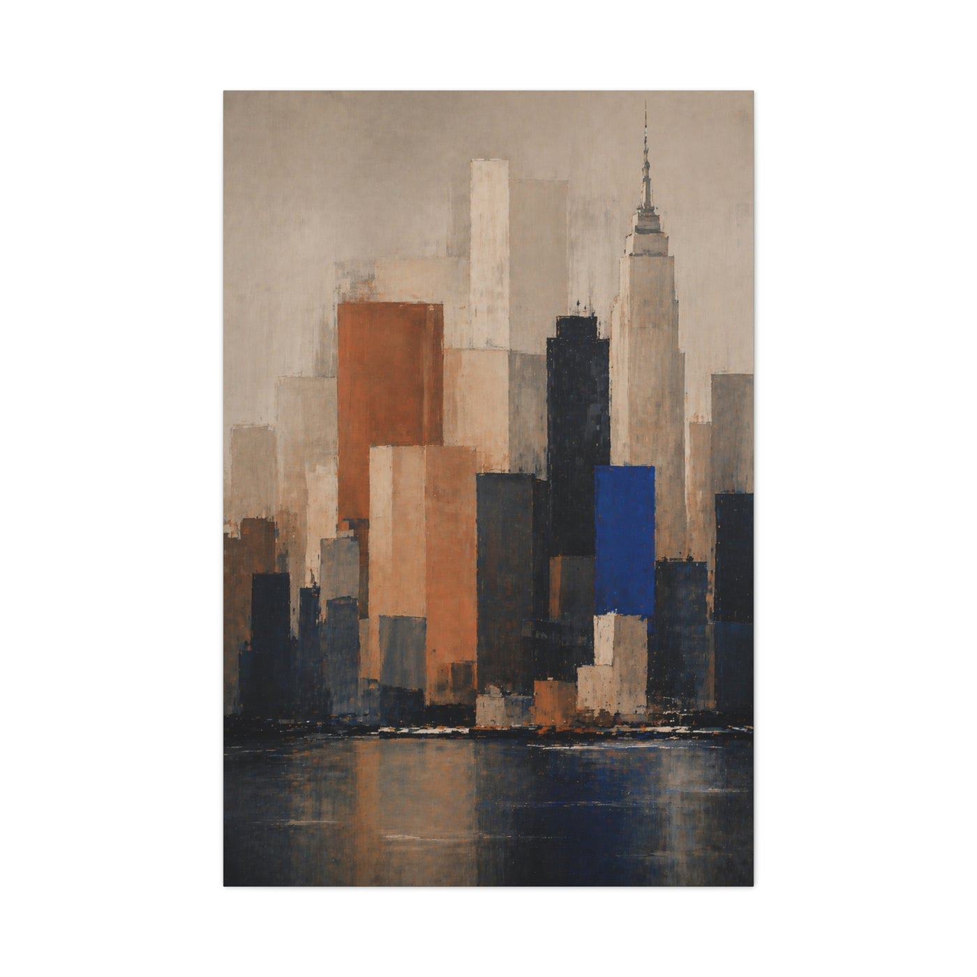 Modern Color Block Skyline Reflection Wall Art & Canvas Print