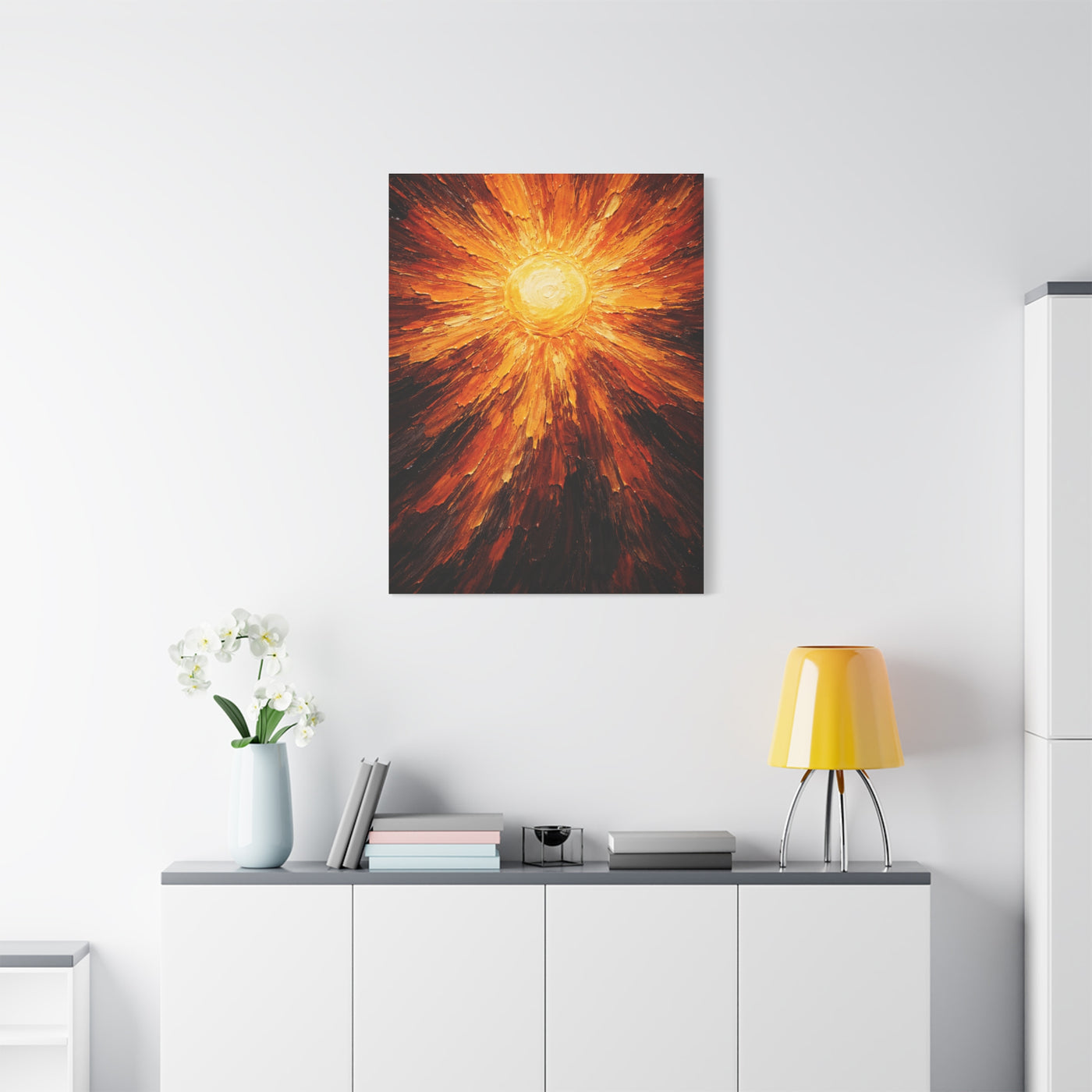 Radiant Solar Burst Impasto Wall Art & Canvas Print