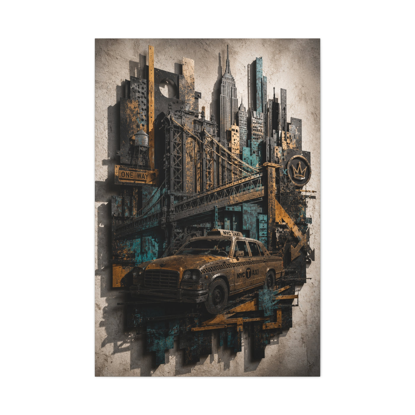NYC Bridge Urban Collage Street Wall Art & Canvas Print