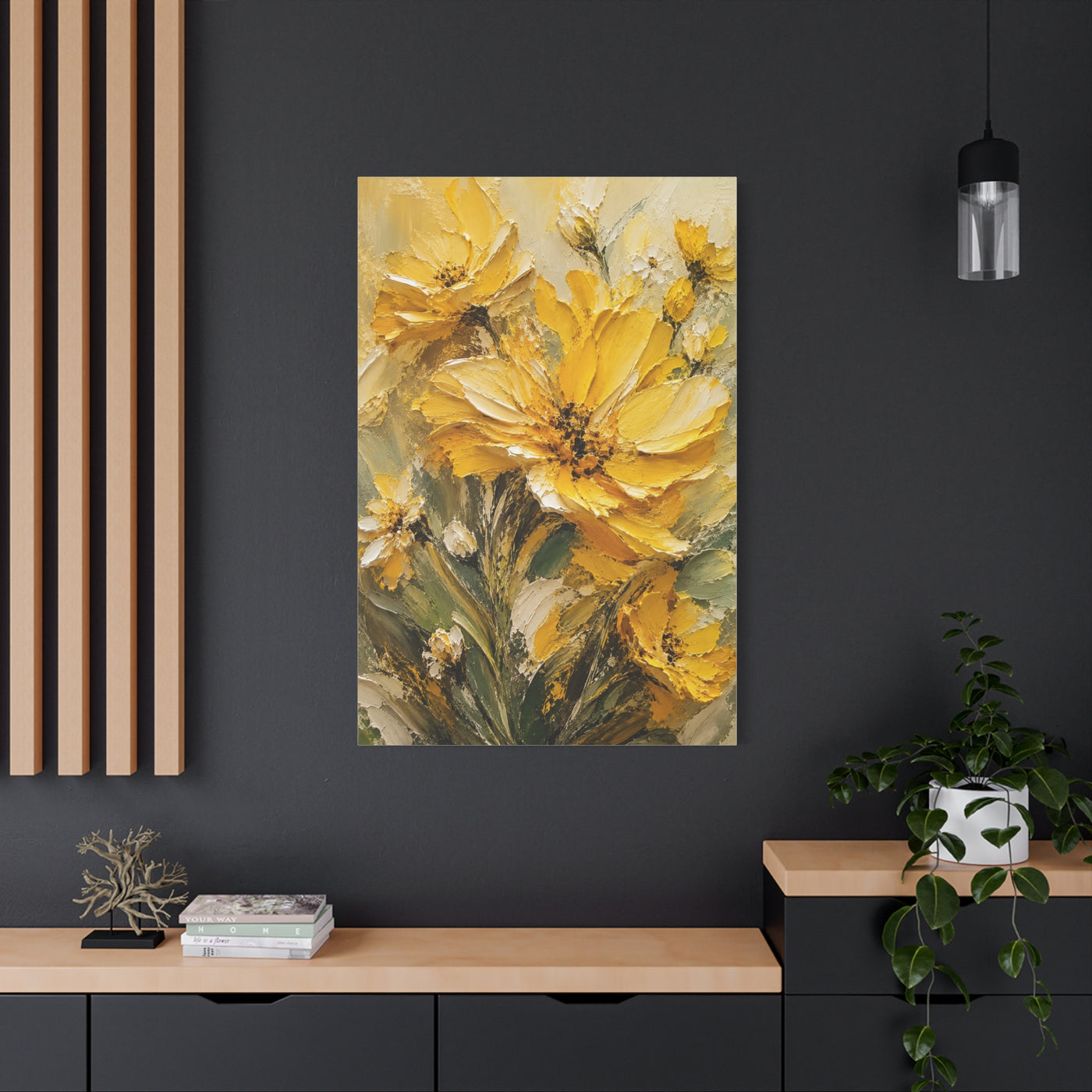 Impasto Golden Floral Texture Composition Wall Art & Canvas Print