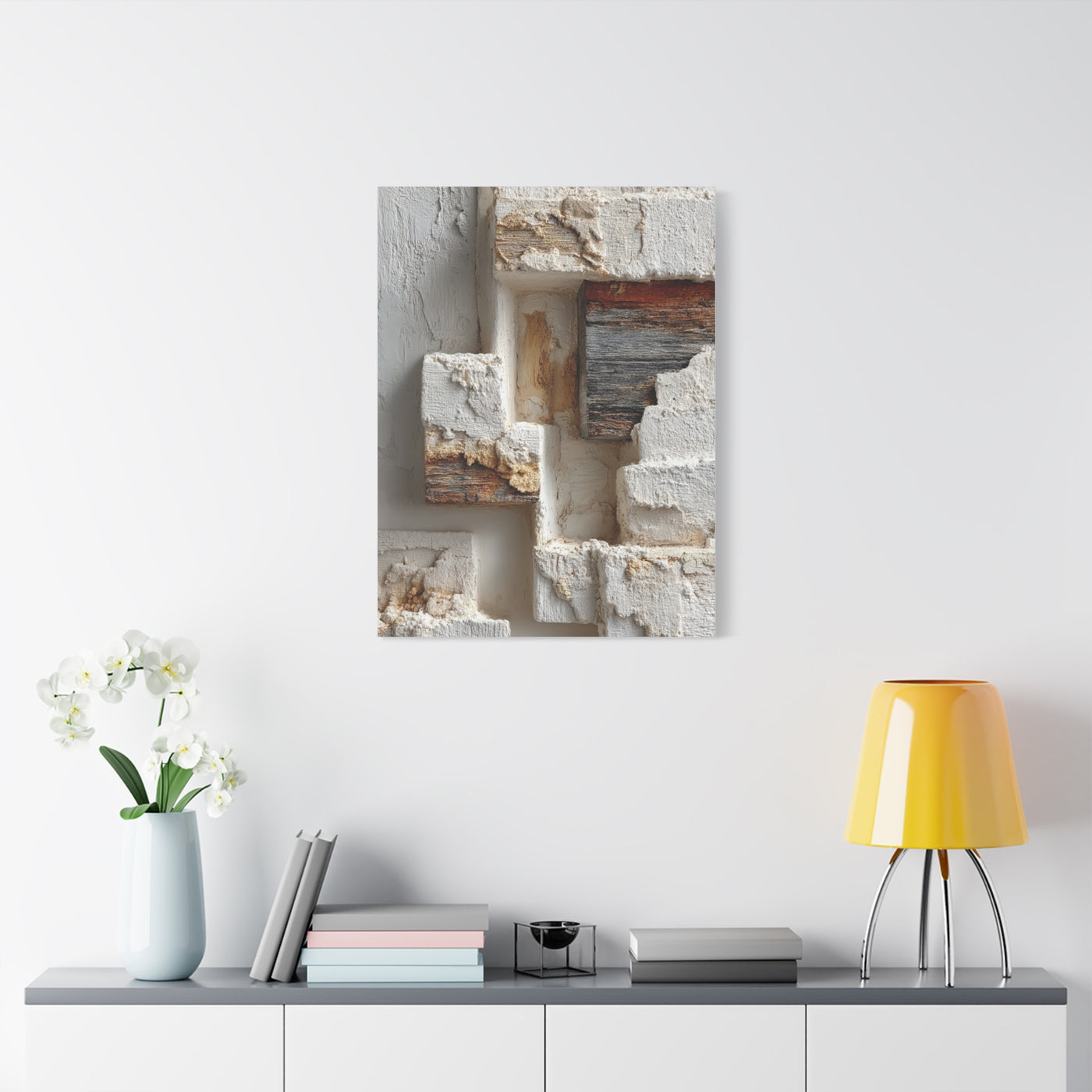 Minimal Plaster Block Assemblage Wall Art & Canvas Print