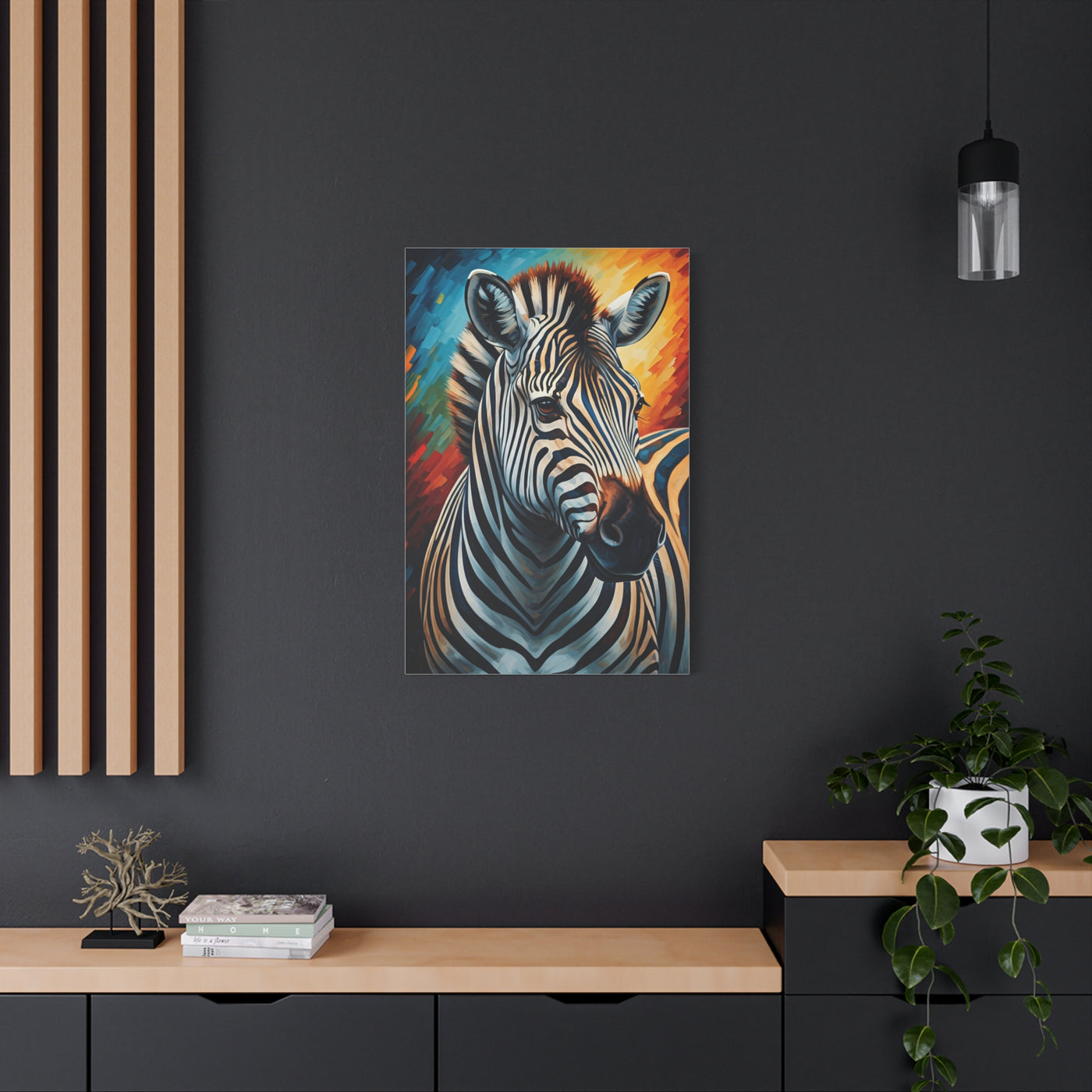 Vibrant Stripes Zebra Portrait Wall Art & Canvas Print