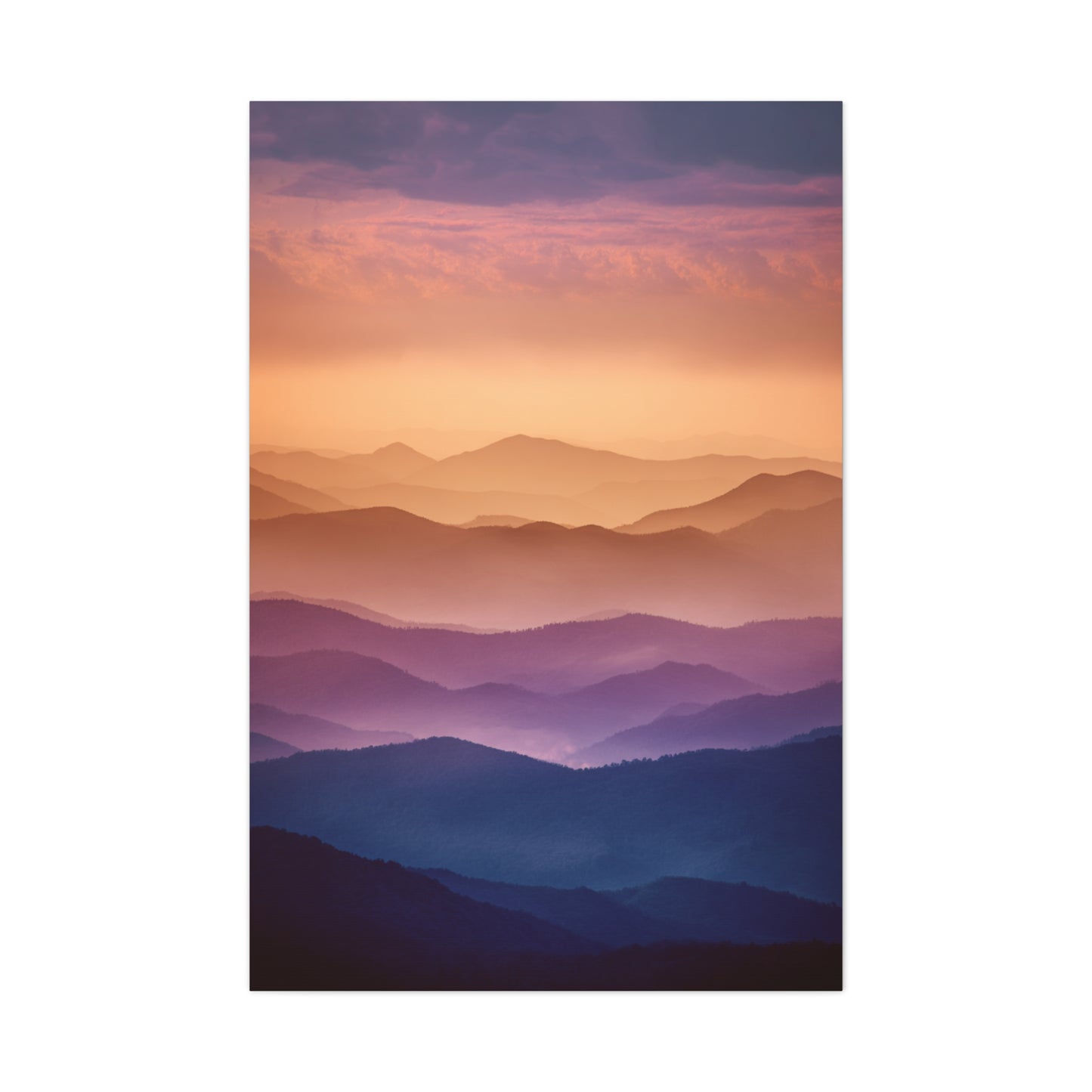 Layered Sunset Mountain Landscape Wall Art & Canvas Print