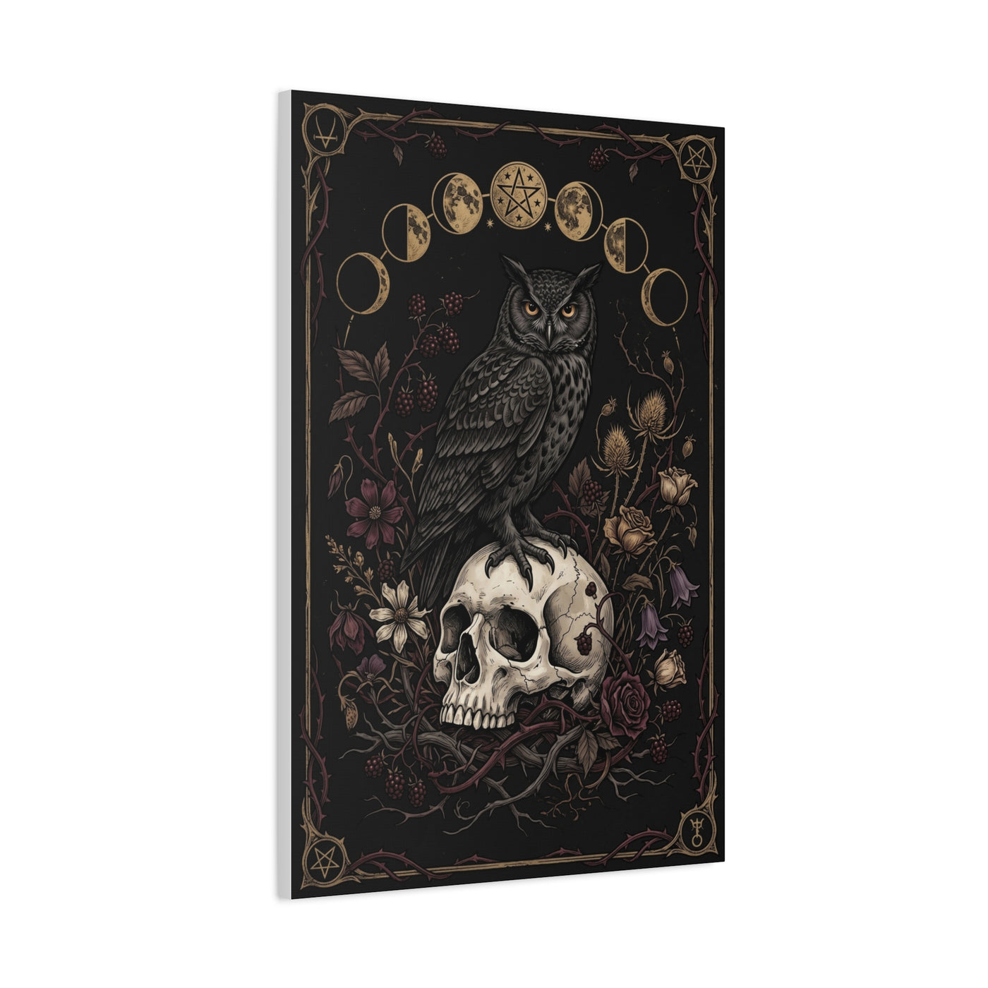 Gothic Occult Owl Skull Composition Wall Art & Canvas Print