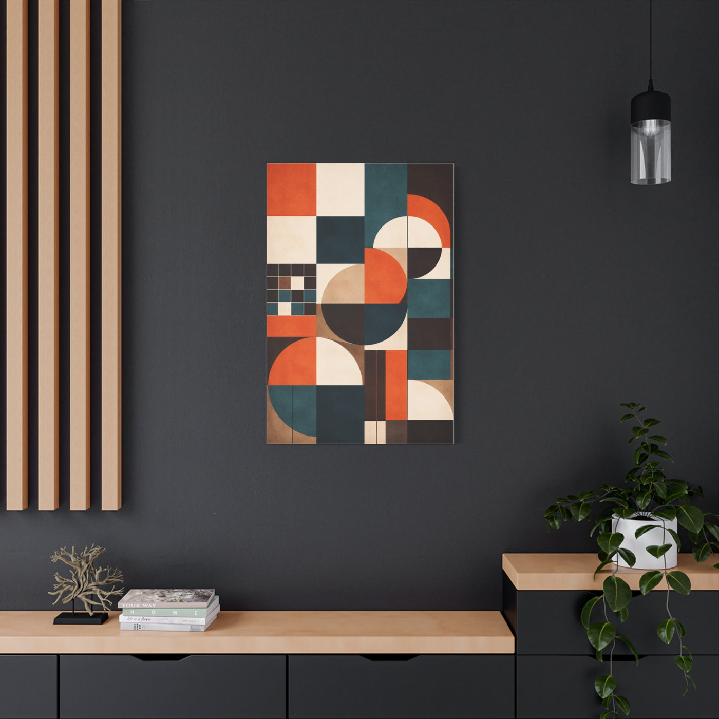 Modern Orange and Teal Geometric Balance Wall Art & Canvas Print