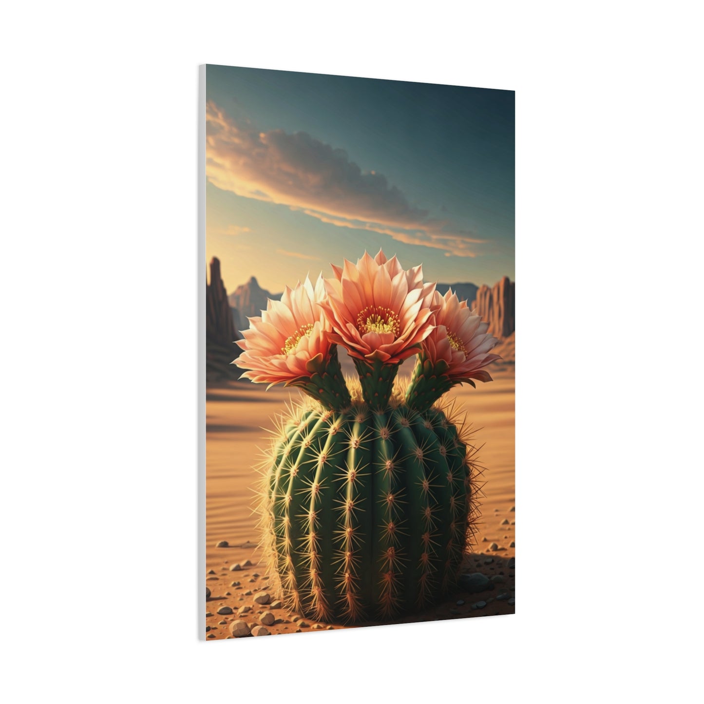 Desert Bloom Barrel Cactus Landscape Wall Art & Canvas Prints