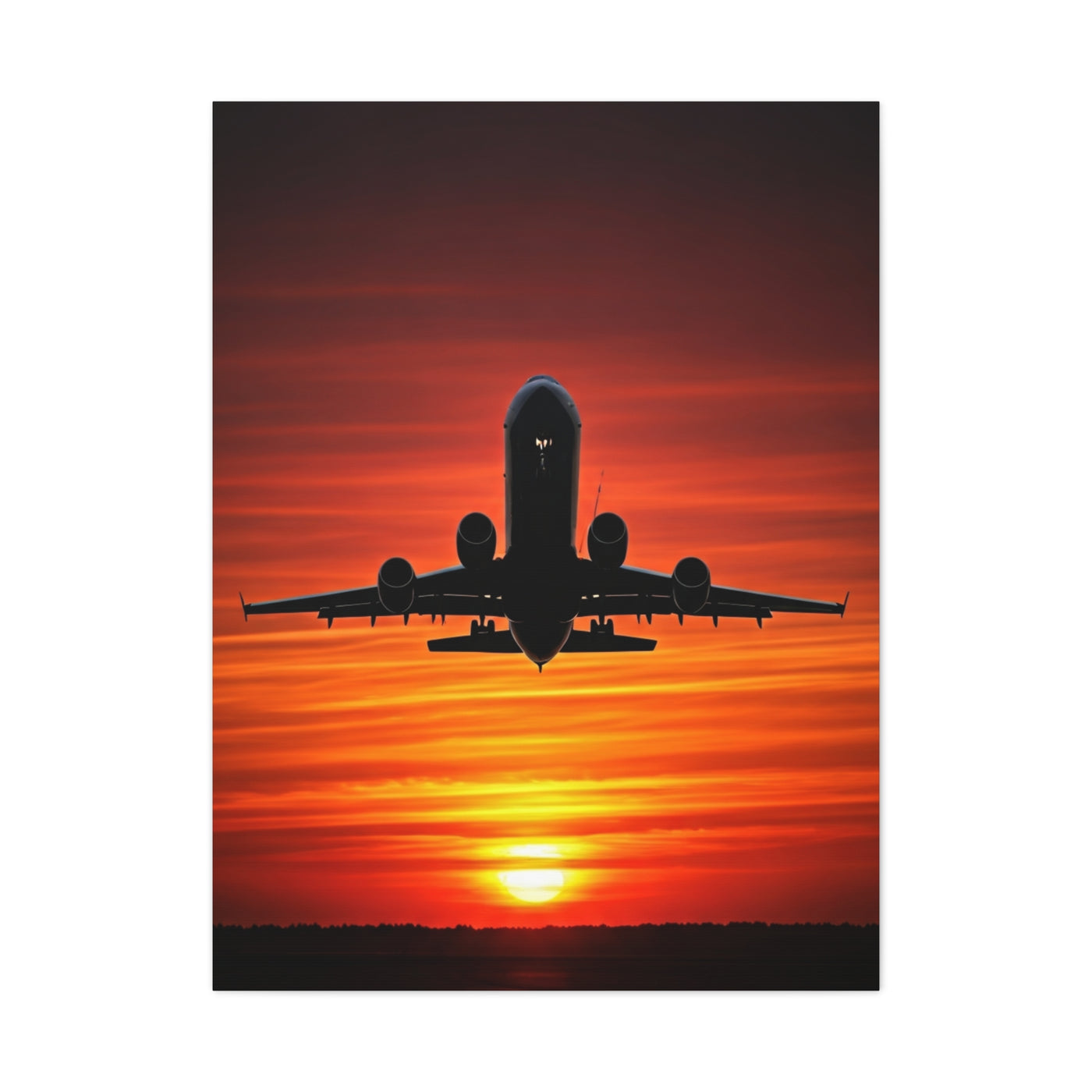 Sunset Departure Jet Silhouette Wall Art & Canvas Prints