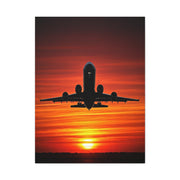Sunset Departure Jet Silhouette Wall Art & Canvas Prints
