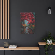 Crimson Maple Forest Path Wall Art & Canvas Print
