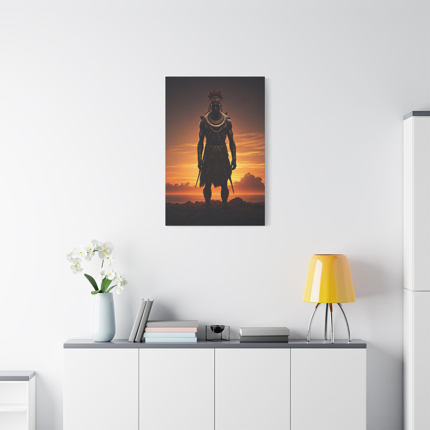 Sunset Warrior Silhouette Wall Art & Canvas Prints