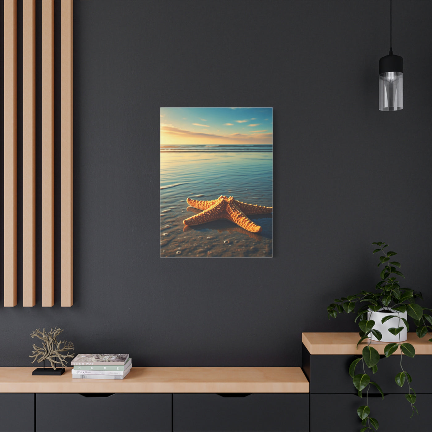 Starfish Resting in Shallow Sunset Waters Wall Art & Canvas Prints