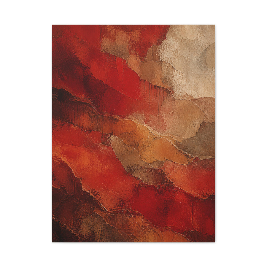 Earthy Layered Red Terrain Abstraction Wall Art & Canvas Print