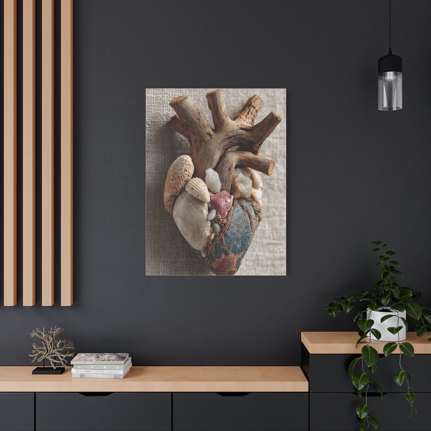 Driftwood Coastal Heart Sculpture Wall Art & Canvas Print