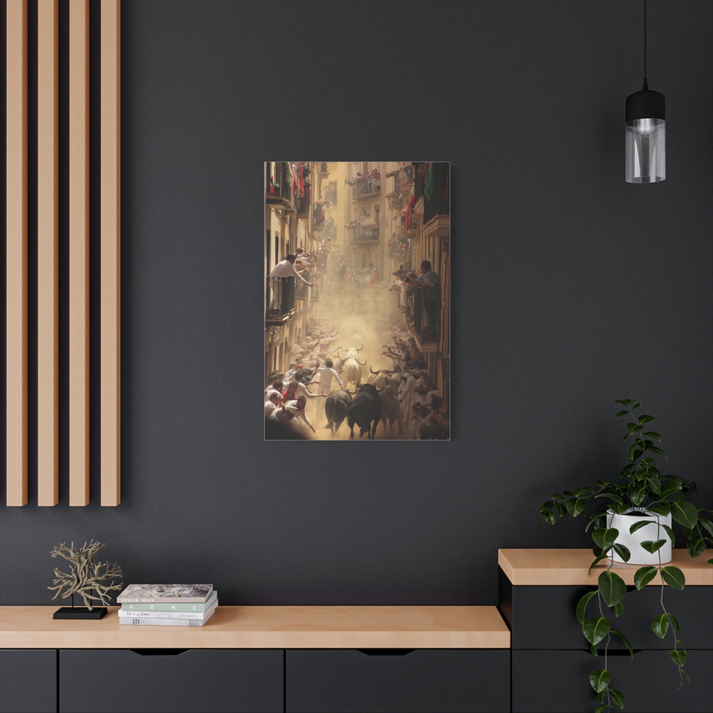 Running of the Bulls Festival Charge Wall Art & Canvas Print