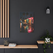 Neon Motel Night Reflection Wall Art & Canvas Print