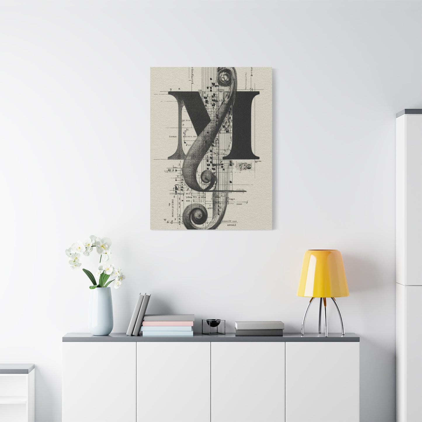 Musical Serif Monogram Illustration Wall Art & Canvas Print