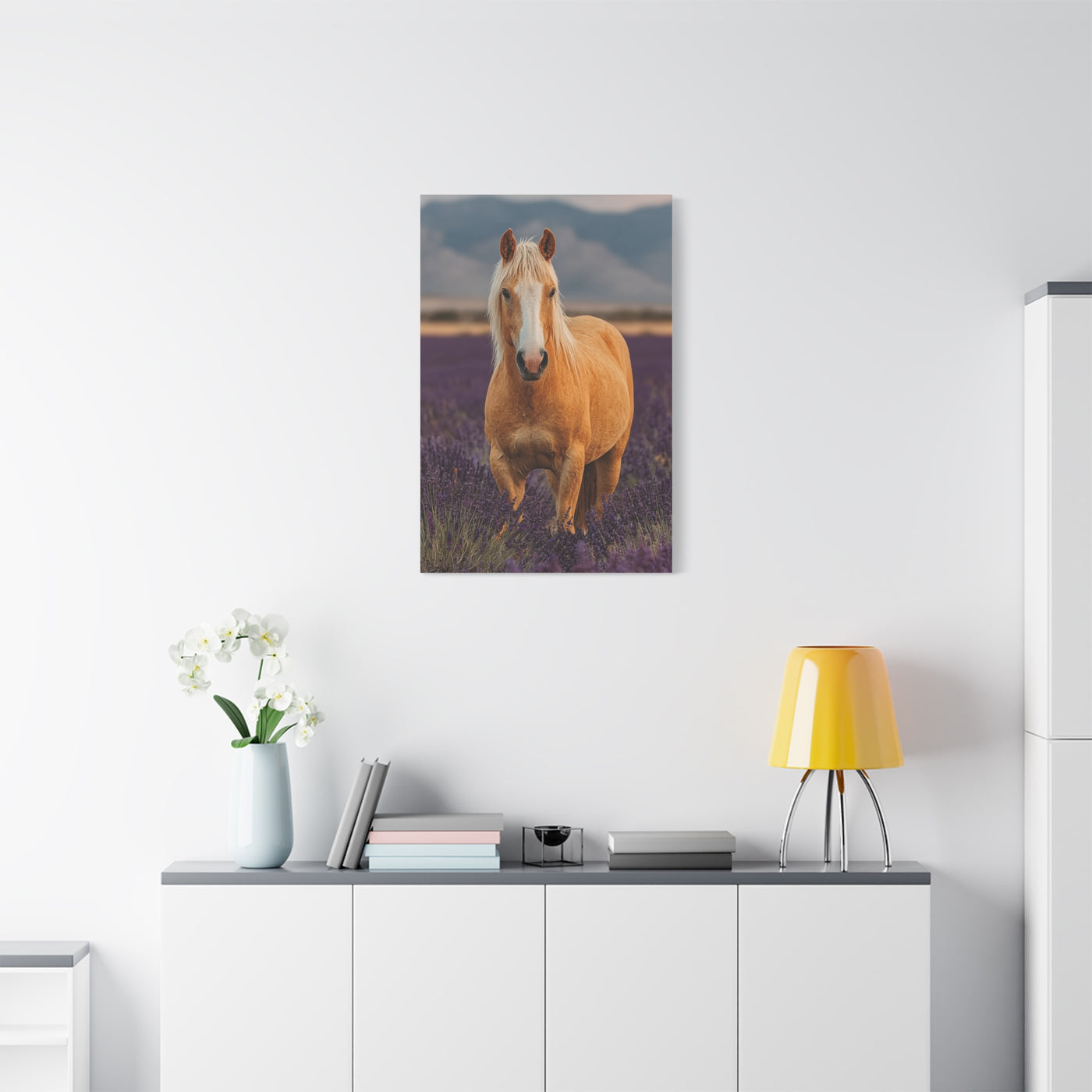 Palomino in Lavender Field Wall Art & Canvas Print